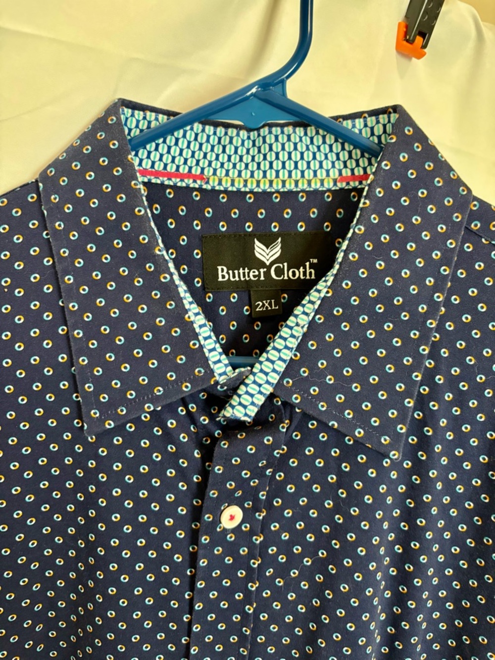 Buttercloth Navy Polka Dot Men's Shirt - 2XL